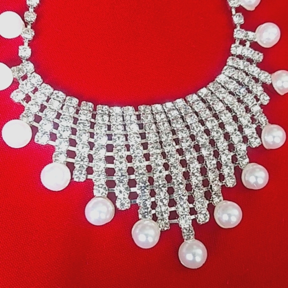 Blush For Her Silver Crystal & Pearl Necklace Set - Picture 3 of 6